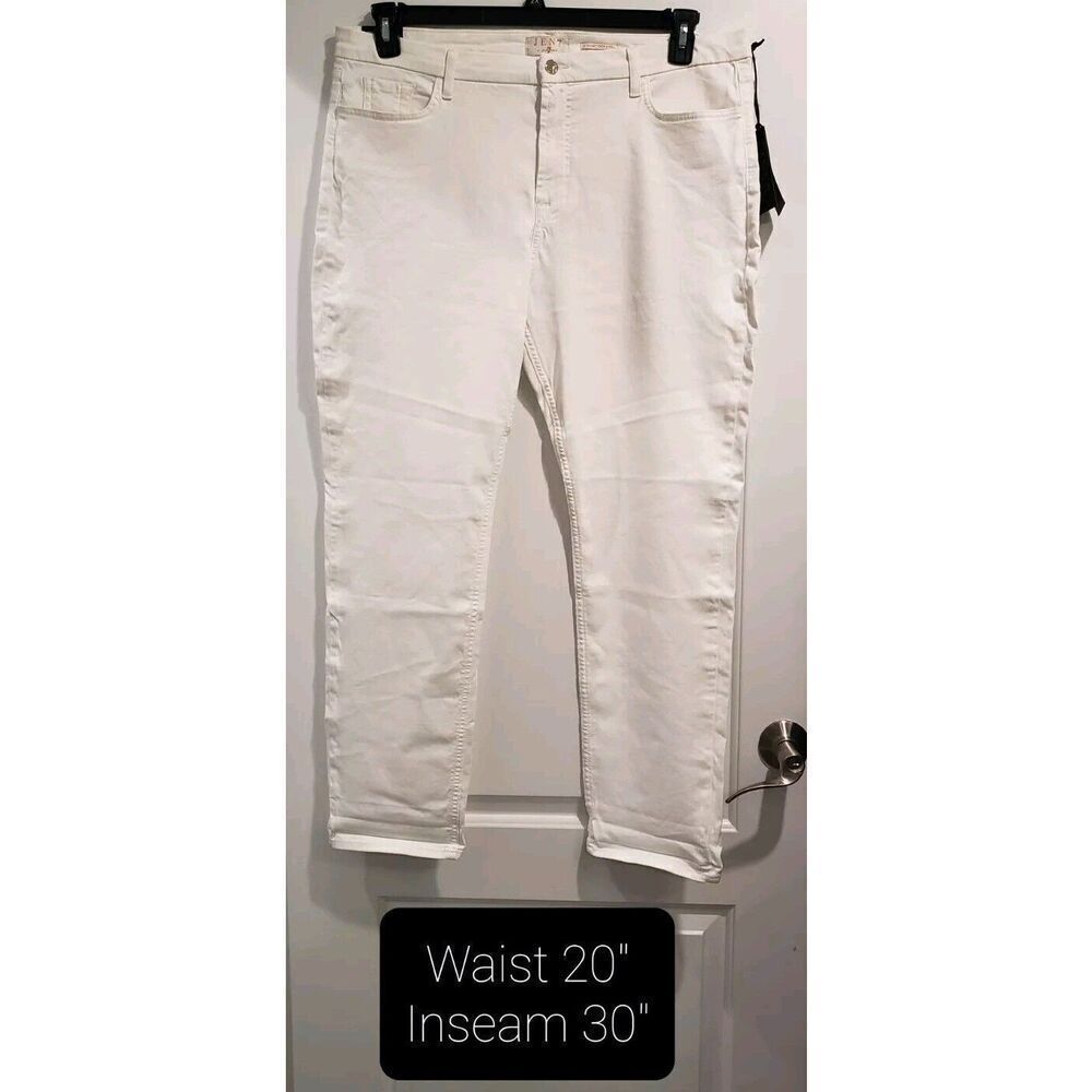Jen 7 by 7 for all Mankind Women's Straight Crop & Roll White Jeans Size 18 NWT